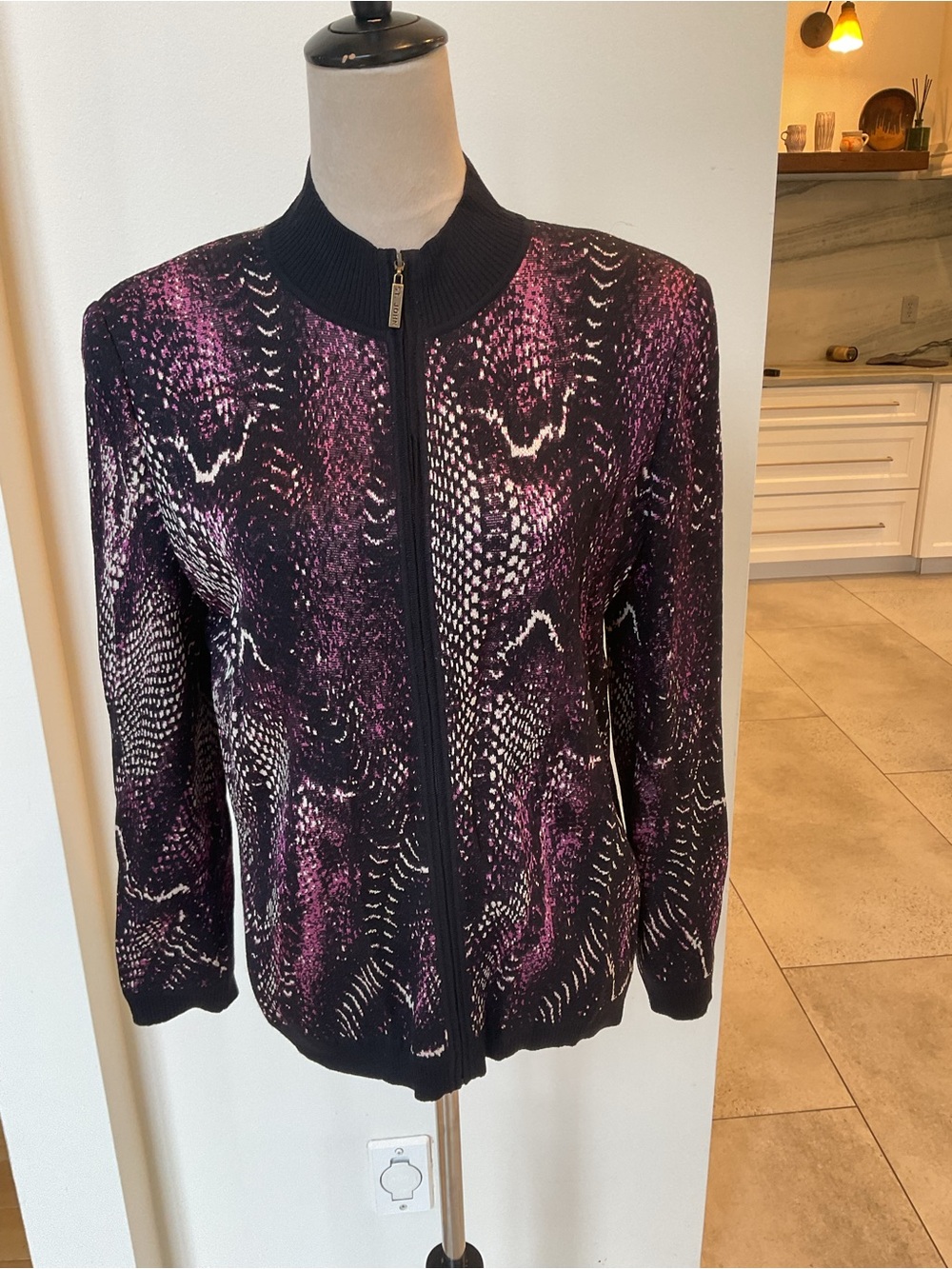 St. John Sport Snake Print Wool Blend Jacket